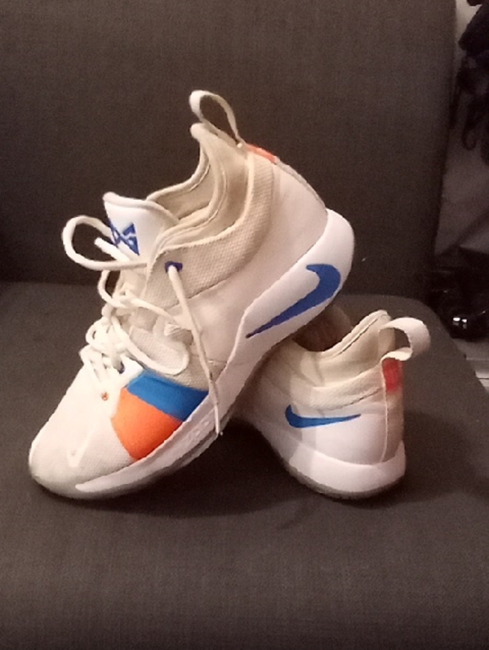 Nike Zoom White Sneakers with Blue and Orange Accents